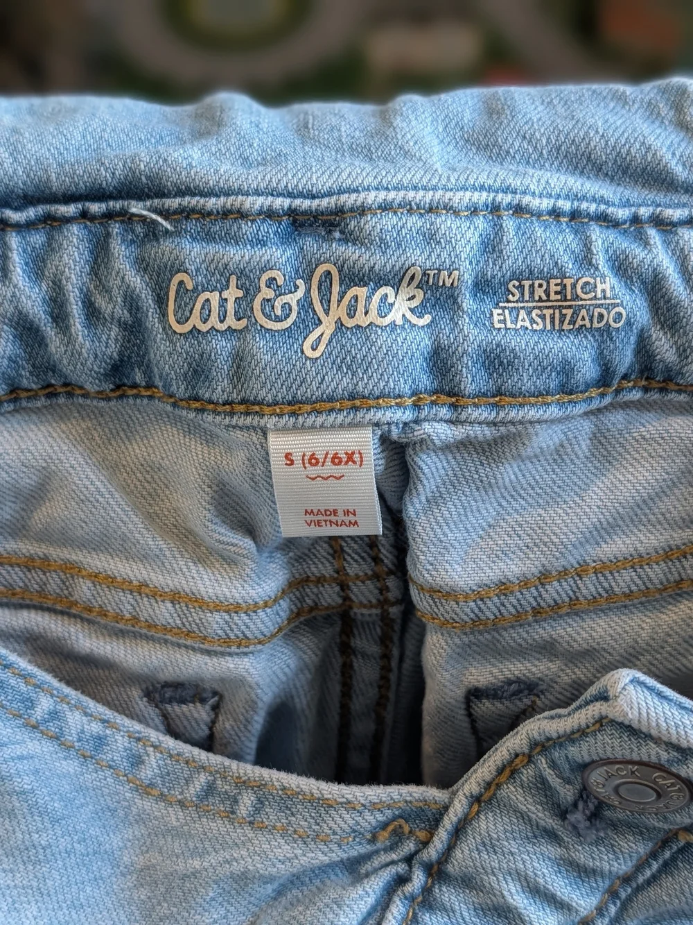 Cat & Jack Light Blue Denim Overalls with Purple Sequin Knee Patches